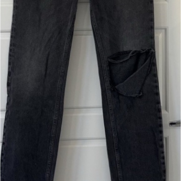 Re/Done Black Distressed Straight Leg Jeans - Picture 9 of 9